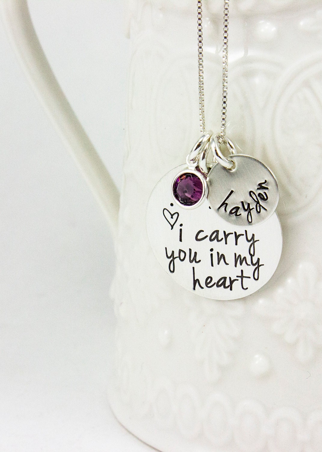 I carry you in my heart necklace remembrance jewelry