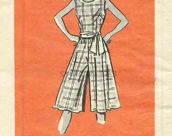 Vintage 1970s Pattern Scoop Neck Cullotes Jumper Sleeveless Mail Order 9129 Bust 31.5 UNCUT