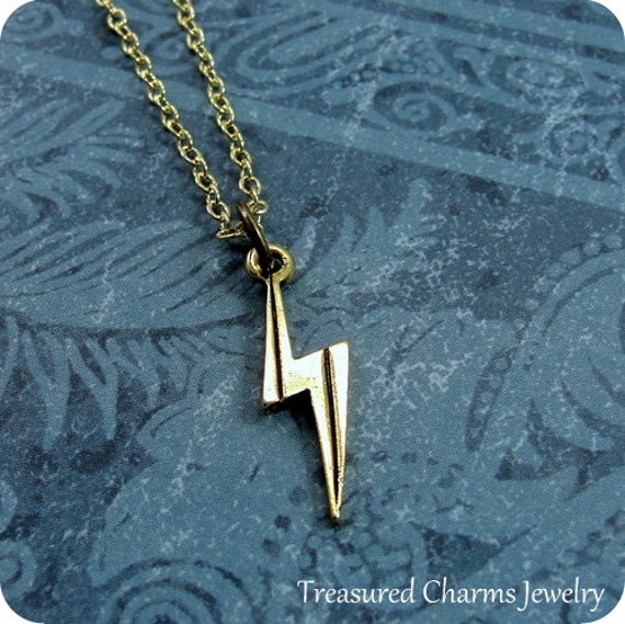 Lightning Bolt Necklace Gold Lightning Bolt Charm on a Gold