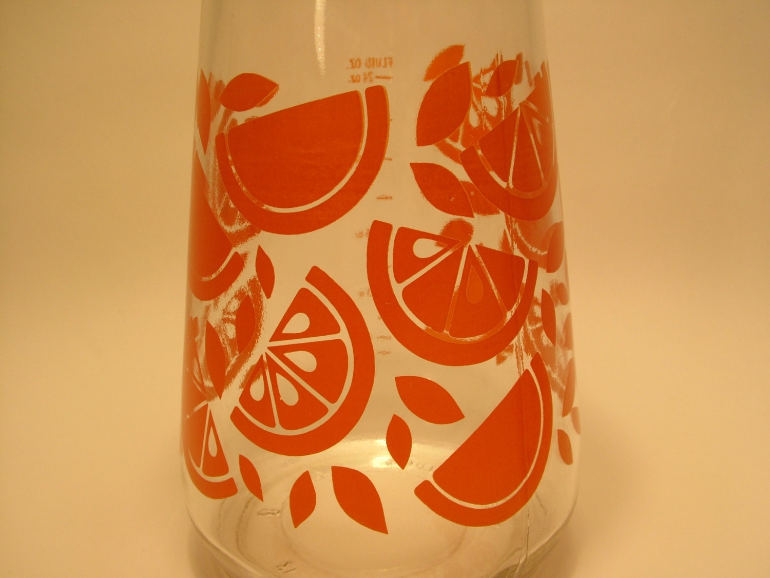 Glass Orange Juice Container Orange Slices 70's