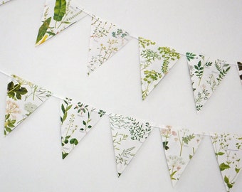 Wedding Garland, Earth friendly, Wedding decor, Green Bunting, Natural Wedding, Garland, up-cycled paper bunting, pennants