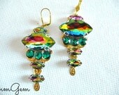 Multicolor Statement earrings, multicolor earrings, victorian earrings, peacock earrings, Sahara earrings, cocktail earrings, color changing