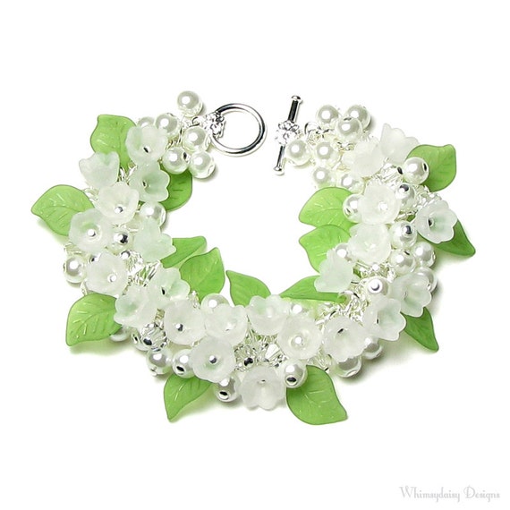 Lily of the Valley Bracelet Lily Flower by whimsydaisydesigns