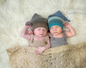 Newborn Sleep Hat, Prop Multicolored Newborn Photo Prop Baby Photography Baby Knot Elf Stocking Hat, Newborn Size (Item ----/1431/1432/1433)