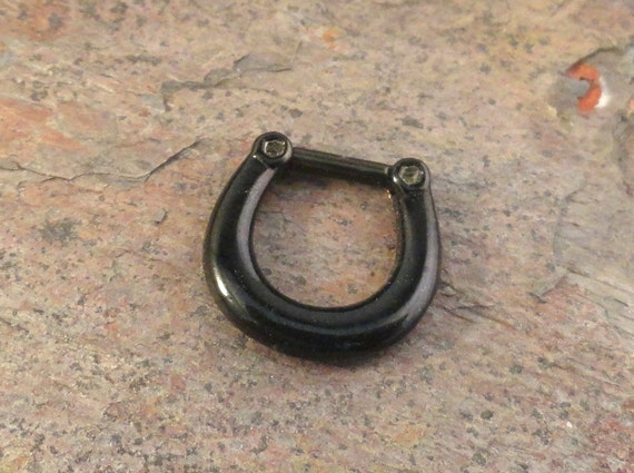 Items Similar To 14 Or 16 Gauge Black Septum Ring Clicker Bull Ring