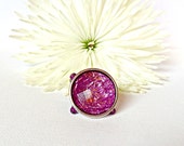 Purple Stretch Ring, Purple Rhinestone Stretch Ring, Statement Ring, OOAK Ring,  Spring Jewelry, Purple Stone Ring, Large Stretch Ring