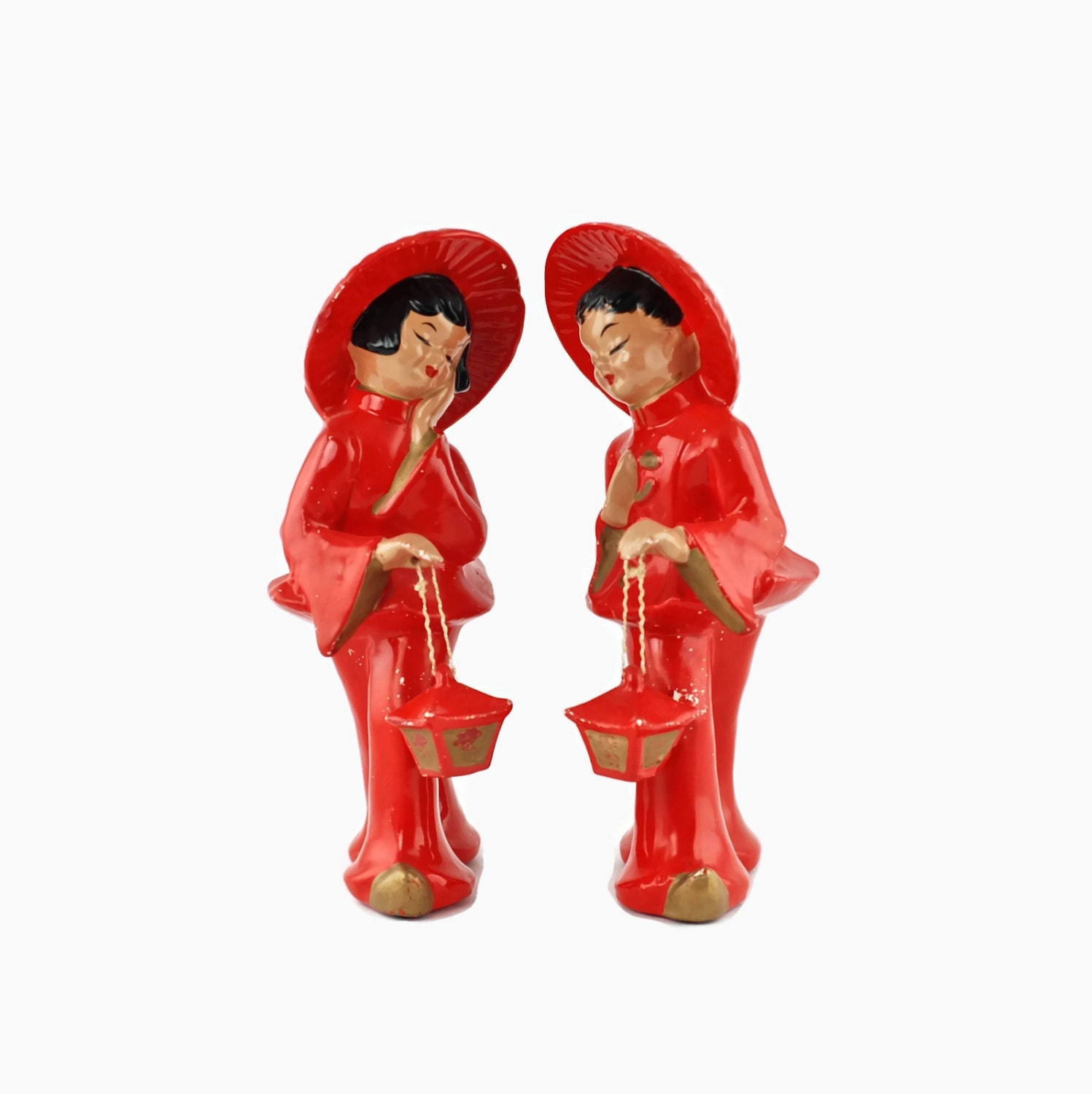 Vintage Matched Pair of Kreiss Ceramics Chinese Figurines