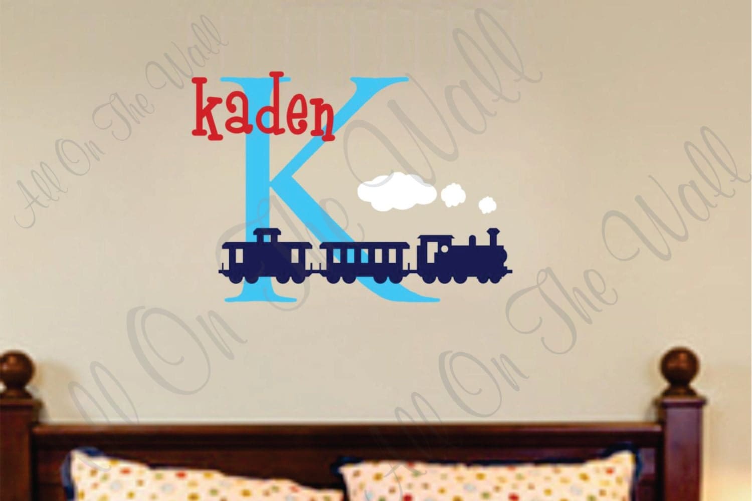 Train Wall Decal Boy Nursery Name Monogram Vinyl Lettering