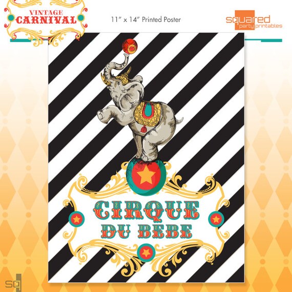 Circus Baby Shower Poster - Vintage Cirque du Bebe Backdrop Poster Art - Made to Order - Art Print in Original Colors Il_570xn