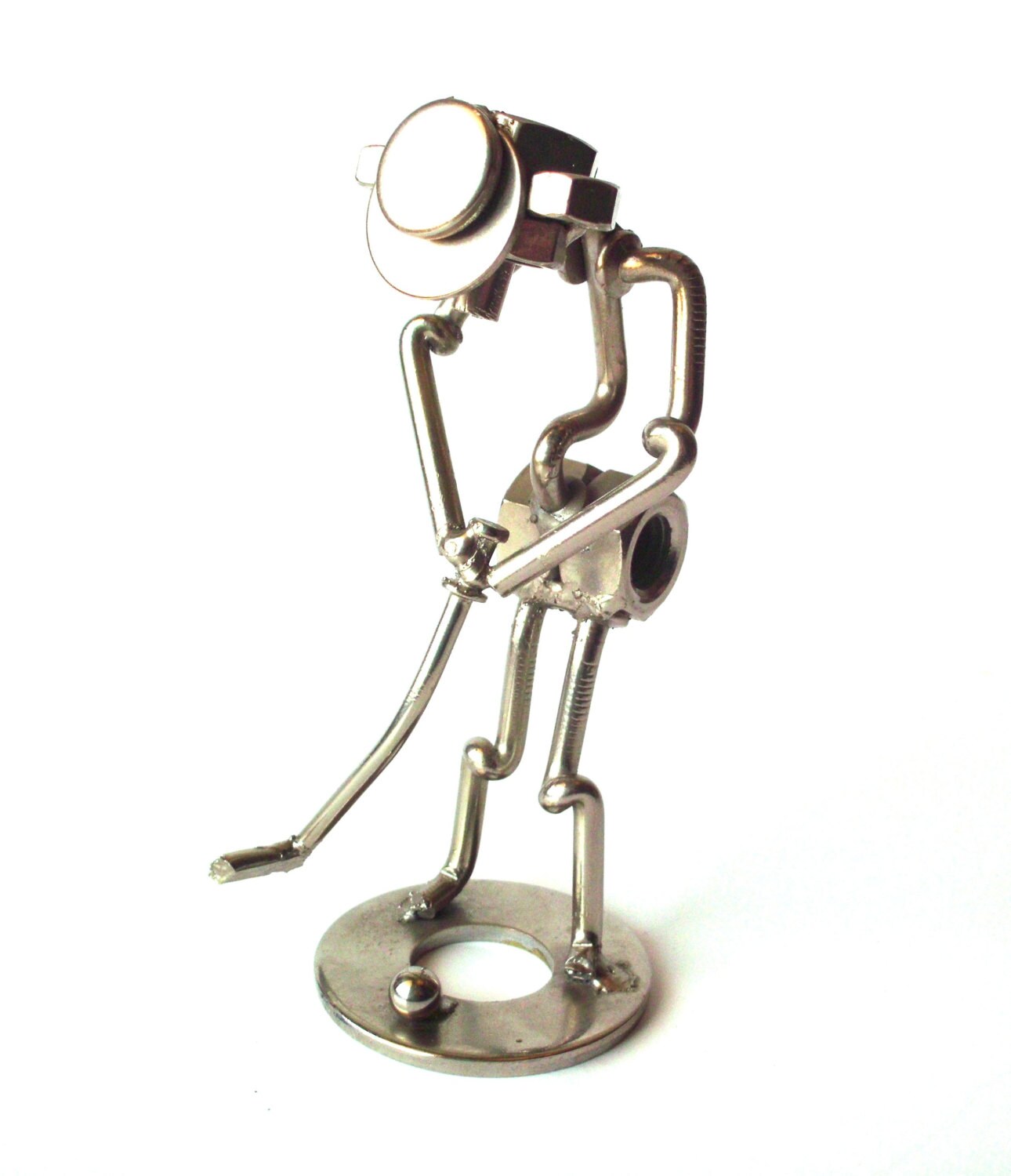 Vintage Novelty Golf Figurine Made From Nuts and Bolts and