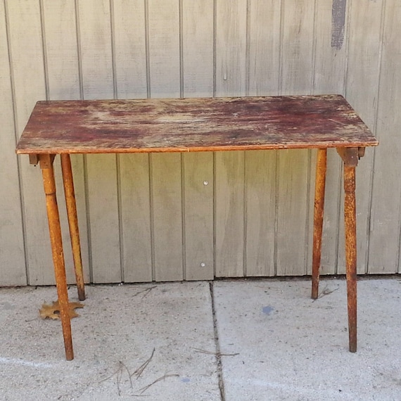 Antique Folding Sewing Table with Ruler
