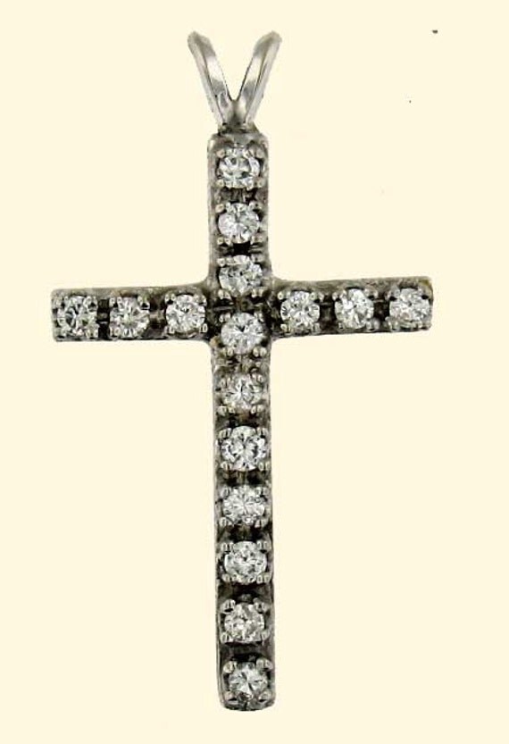 Classic White Gold Diamond Cross Pendant 1/2 Carat Total