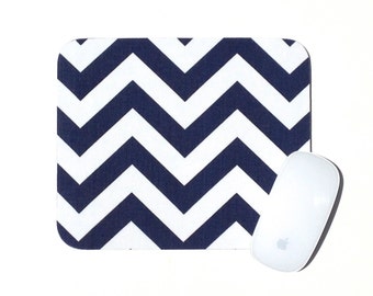 Chevron Mouse Pad / Navy Blue and White / Home Office Decor / Zig Zag / Premier Prints