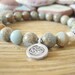 Om Bracelet - Aqua Terra Jasper Variscite Beads with Freshwater Pearl and Silver Om Charm, Yoga Bracelet