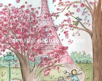 Pink Paris Eiffel Tower Wall Art, Paris Decor, French Nursery Art, Paris Baby Shower Gift, French Baby Nursery Art, Custom Baby Girl Gift