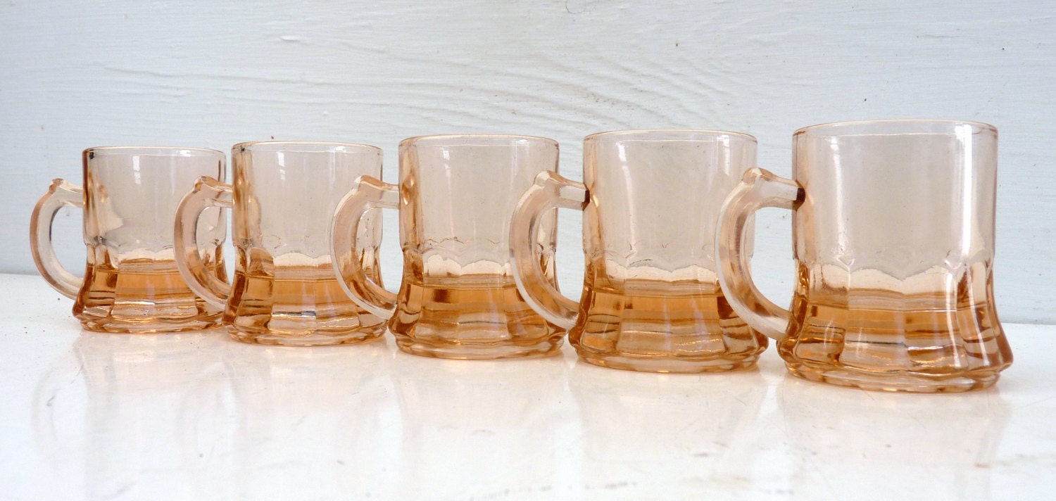 Pink Drink — Set of 5 vintage depression glass pink shot glasses Haute Juice