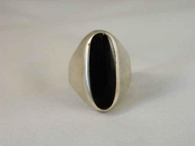 Vintage Men's Onyx Sterling Silver Ring / Men's