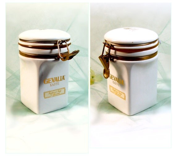 Vintage Coffee Canister Gevalia Kaffe ceramic by TheWhitePelican