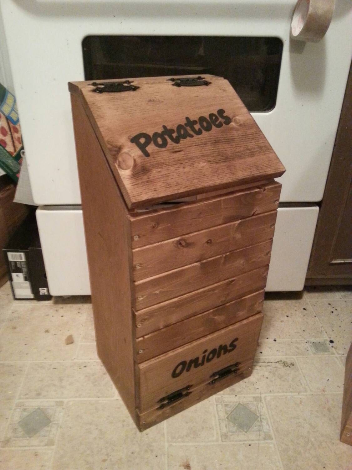 wooden potato & onion bin / vegetable storage / potato bin