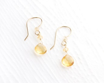 Items similar to Simply Citrine Gold Filled Earrings on Etsy