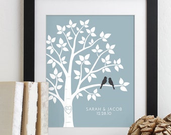 Personalized Wedding Gift for Couple Gift for Wedding Present, Newlywed Gift for Engagement Gift, Family Tree, Family Name Art Print