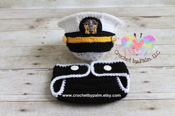 Original Design Crochet US Navy Hat Navy Officer Hat