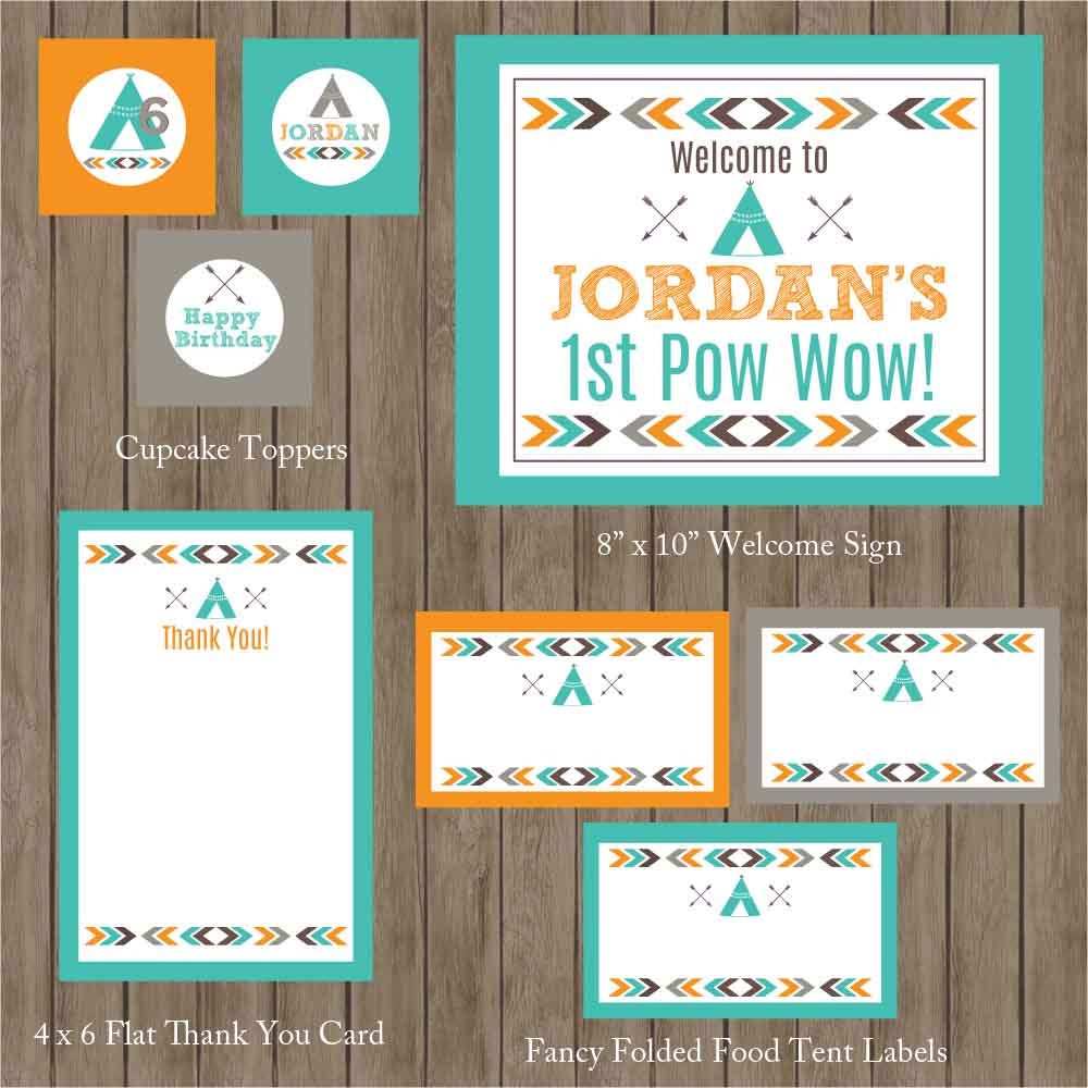 DIY Printable Tribal Pow Wow Birthday Party Package.