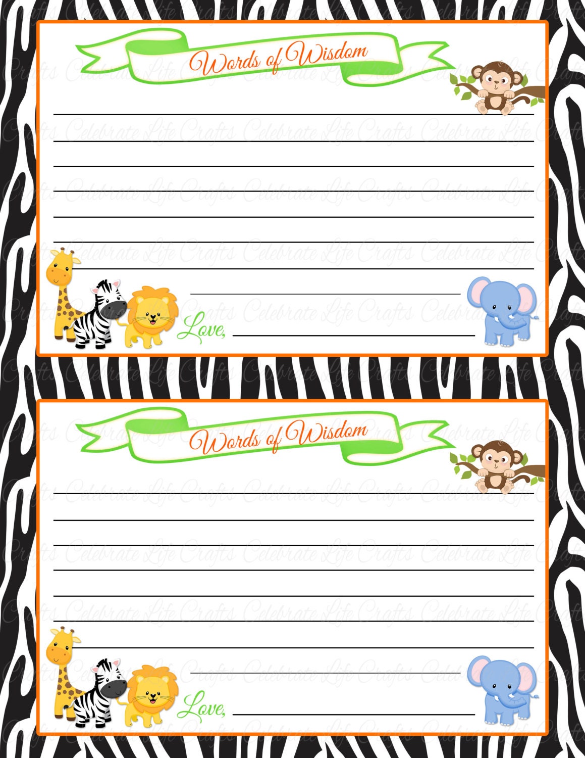 Baby Shower Words Of Wisdom Advice Cards New Mom Printable