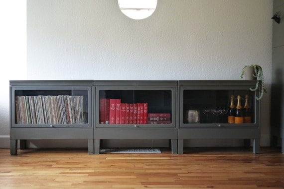 Low Console Vintage Metal Barrister Bookcase FREE SHIPPING