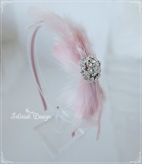 Blush Pink Feather Headband Feather Hairband Feather