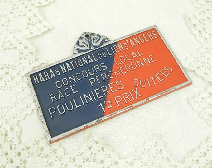 Vintage French Metal 1st Prize Plaque from National Stud Stables of Angers for the Shirehorse Percheronne Competition / Equine/ Wall Hanging