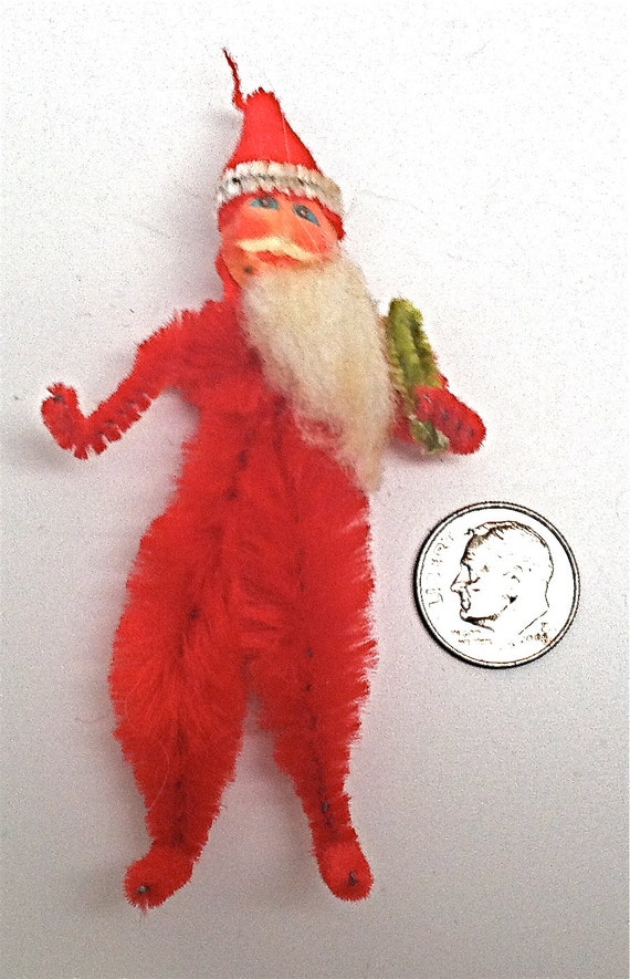 Vintage Chenille Pipe Cleaner Santa with Composition Face