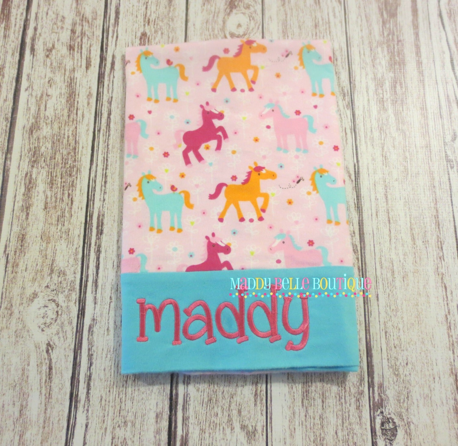 Girly Unicorn Personalized Pillowcase by MaddyBelleBoutique