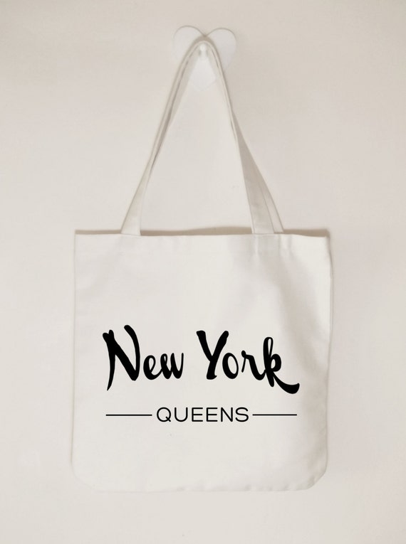 New York Queens, Canvas tote bag, Unisex tote bag, Custom text colour ...