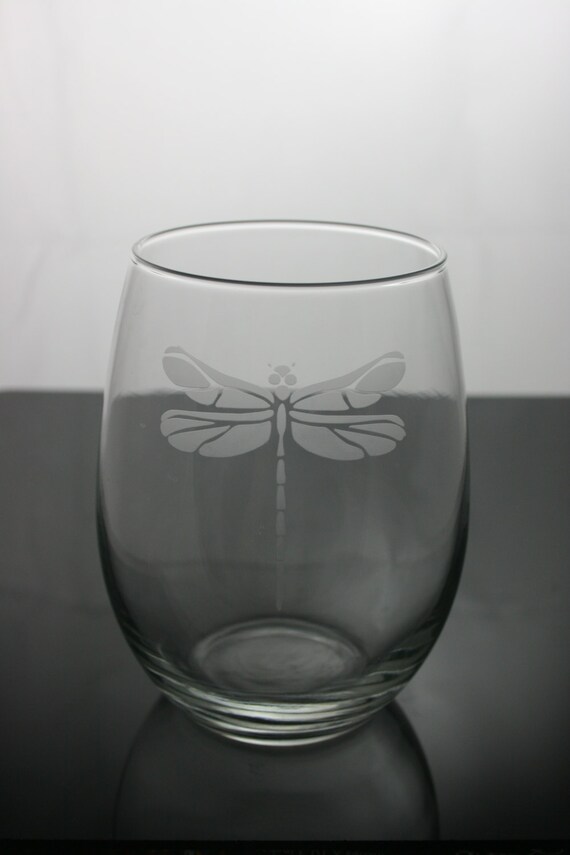 Dragonfly etched wine glasses dragonfly wine glasses