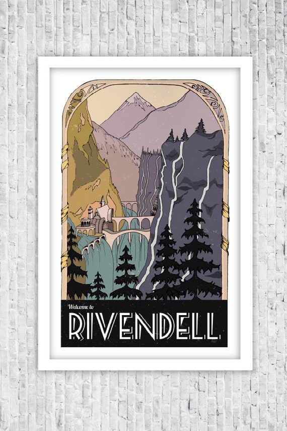 Lord of the Rings Rivendell Retro Travel Poster by CoconuTacha