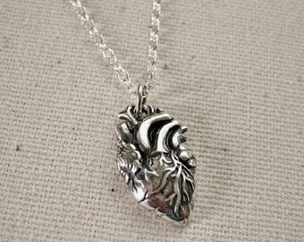 Anatomical Heart Necklace Sterling Silver - Love Jewelry
