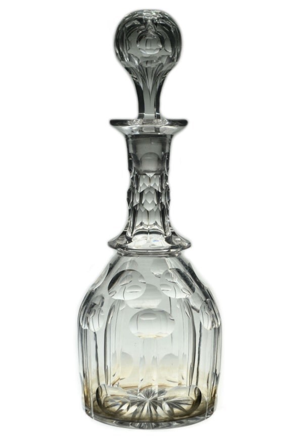 Cut Glass Port or Sherry Decanter Antique English 19th