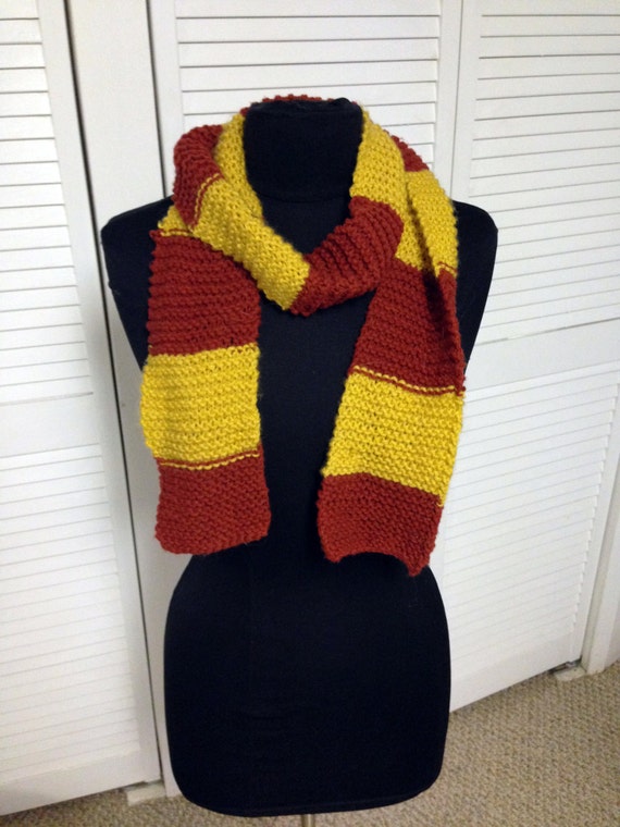 Knitted scarf in Gryffindor colors by APairofPearls on Etsy