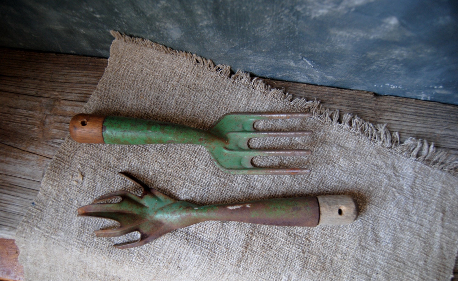 Vintage Garden Tools Pair of Rustic Garden Hand Tools Garden