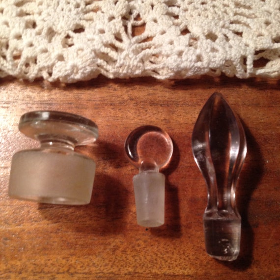 Vintage Glass Bottle Decanter Stoppers by ElegantCountry on Etsy