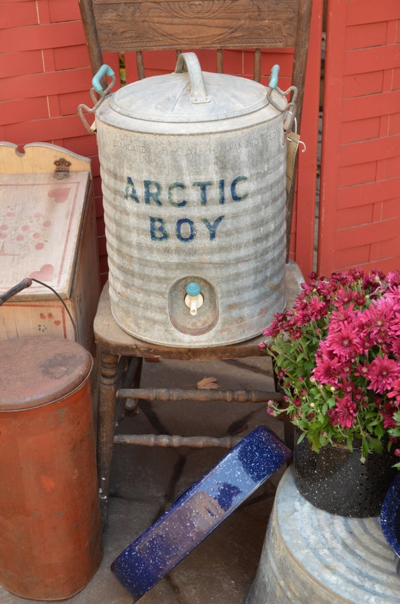 Arctic Boy Rustic Vintage Galvanized Cooler Rustic Farmhouse