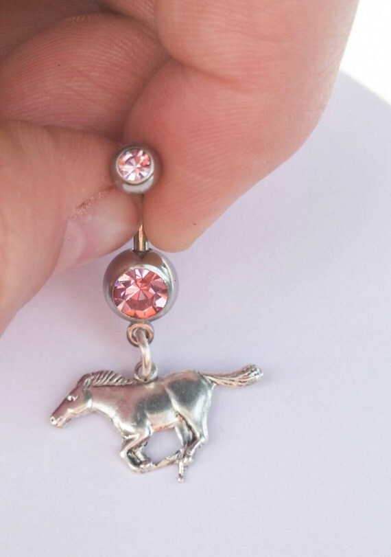 Horse belly ring cowgirl belly ring pink belly by RunninWildFree