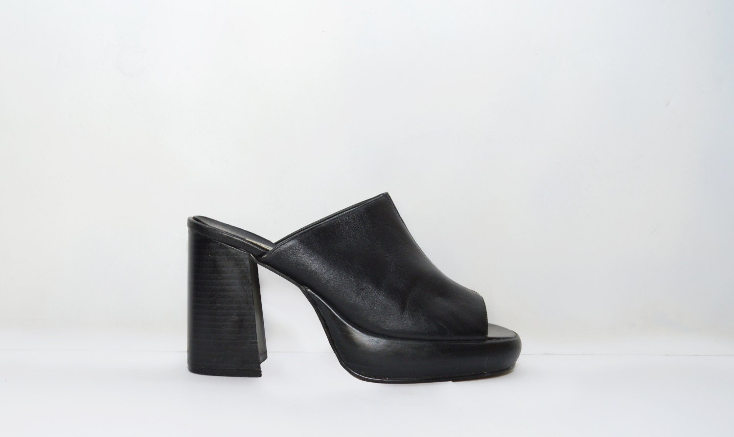 black low heel slip on sandals