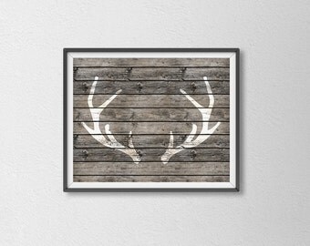 Rustic Wood Print Antler Texture Poster Deer Rustic Wood Print Antler Texture Poster Deer