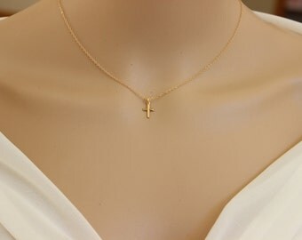 Tiny cross necklace, Dainty cross necklace, layered necklaceDelicate Necklace, children Necklace, Confirmation gift, Baptism Gift