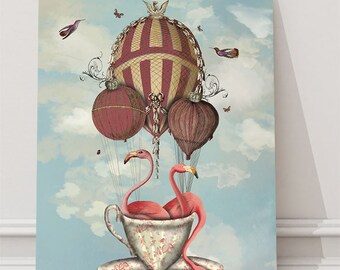 Pink Flamingos Teacup Pink Flamingo print pink Flamingo wall art home decor pink Flamingo Poster pink flamingo print Nursery Art Kids Rooms