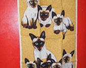 Vintage Fallini & Cohn Lois Long Siamese Cat Tea Towel, 1950s Vintage Cat Kitchen Towel Vintage Fallini & Cohn Lois Long Siamese Cat Tea Towel, 1950s Vintage Cat Kitchen Towel