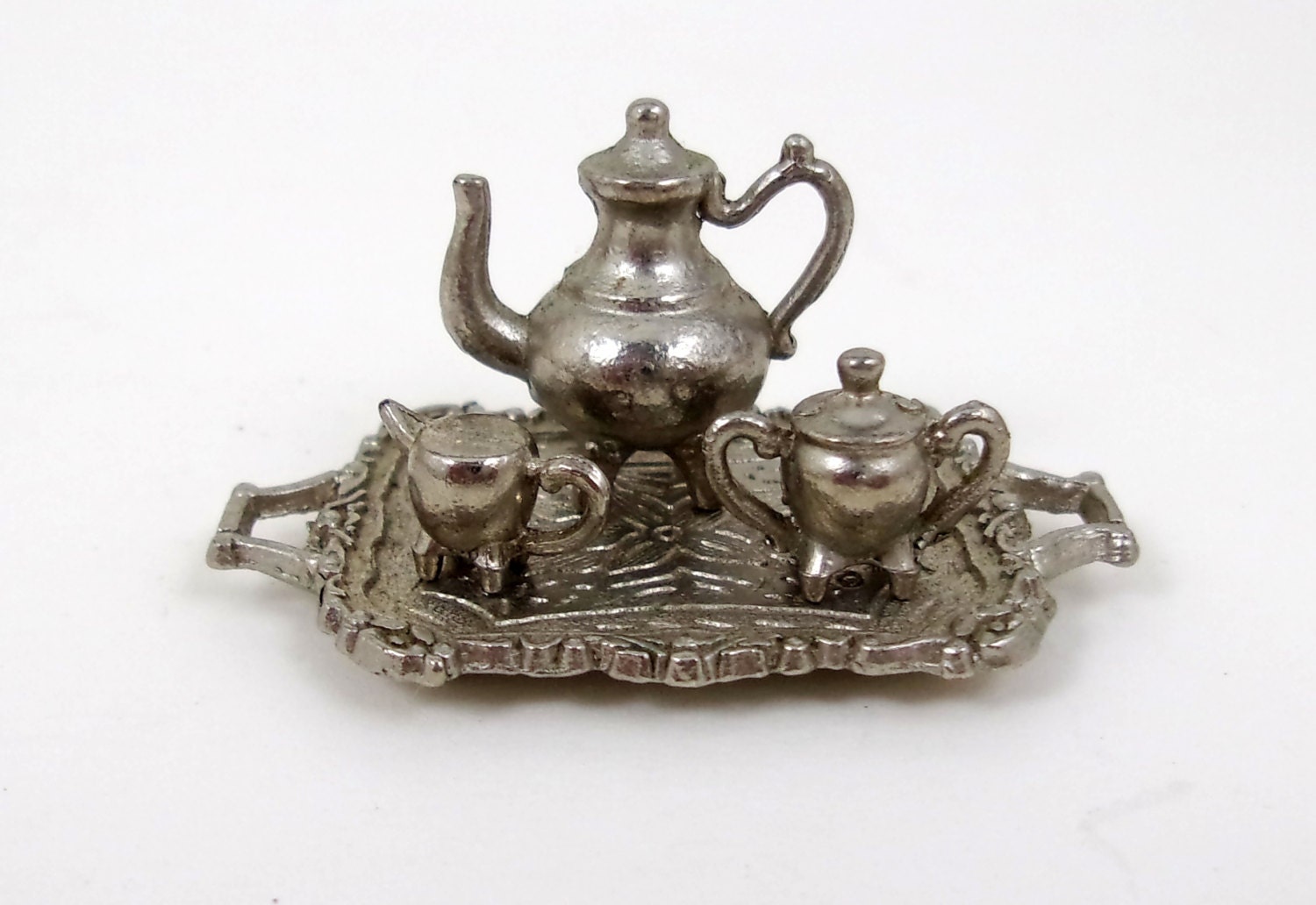 vintage metal tea set