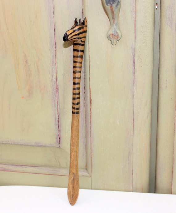 Vintage Wooden Zebra Spoon Hand Carved African by IguanaFindIt
